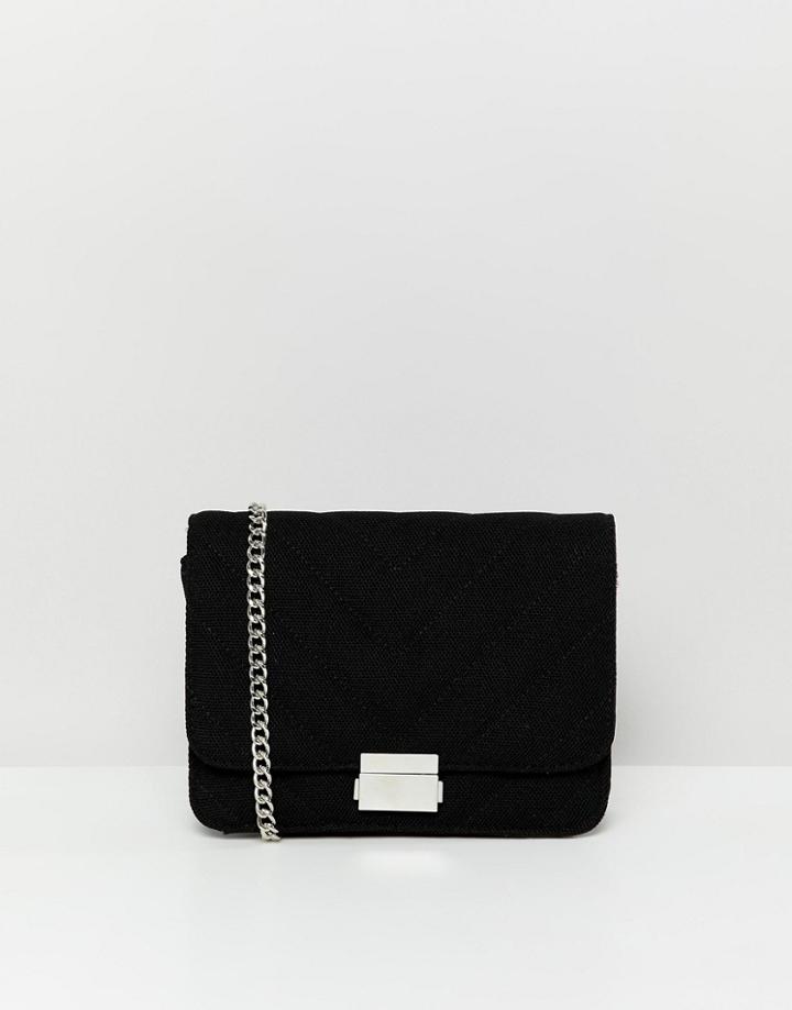 Bershka Quilted Chain Handle Bag In Black - Black