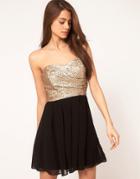 Tfnc Dress With Sequin Bandeau & Chiffon Skirt - Black
