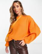Asos Design Oversized Sweater In Rib In Orange
