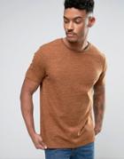Asos T-shirt In Tan Heavy Knit Jersey - Tan