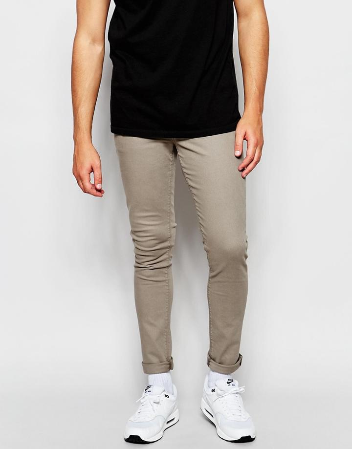 Asos Super Skinny Jeans In Mid Gray - Elephant Skin