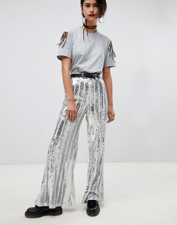 Ragyard Stripe Sequin Flare Pants - Multi