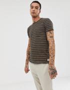 Nudie Jeans Co Anders Stripe Lined T-shirt In Navy - Navy