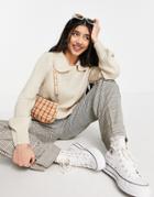 Only Lexa Long Sleeve Knitted Sweater With Collar In Cream-white