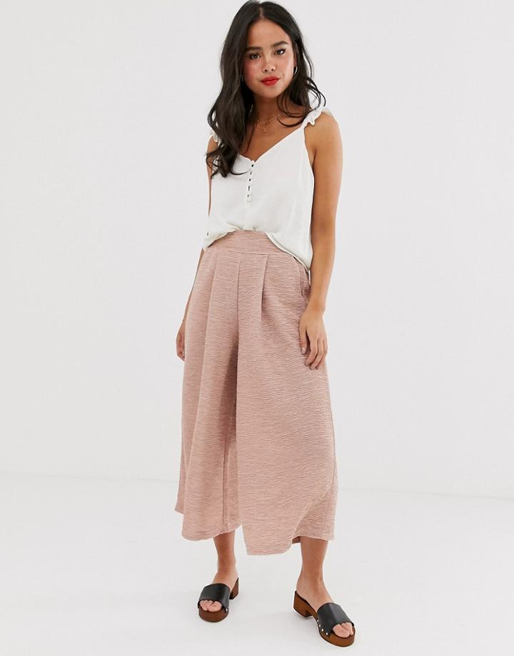 Asos Design Textured Culotte Pants - Pink