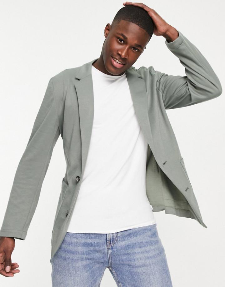 Asos Design Skinny Soft Tailored Jersey Blazer In Green