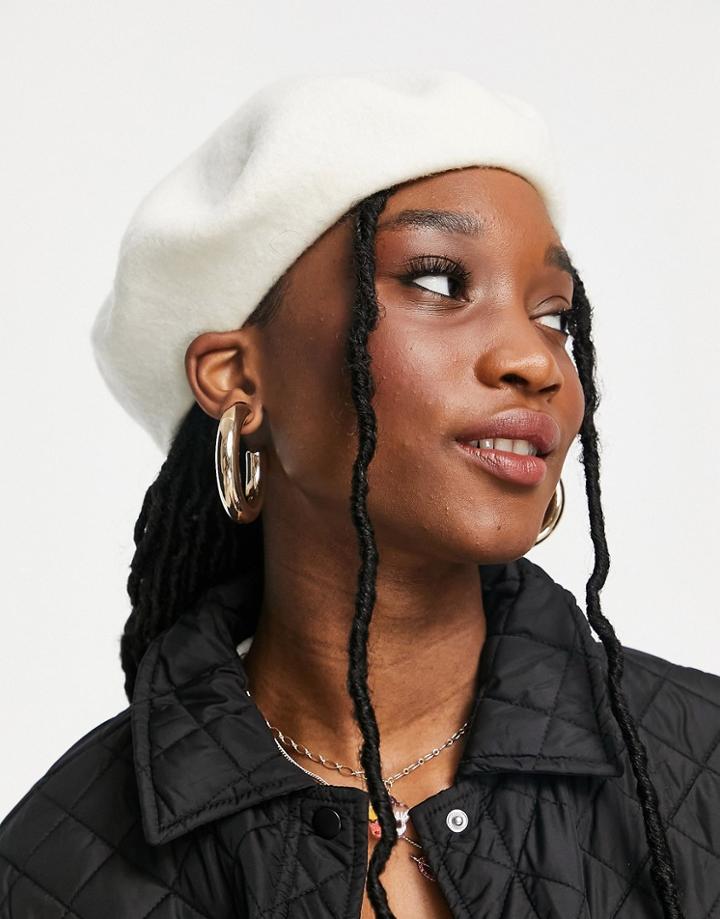Miss Selfridge Cream Beret-white