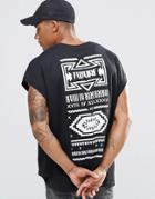 Asos Oversized T-shirt With Geo-tribal Back Print - Black