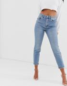 Asos Design High Rise Farleigh 'slim' Mom Jeans In Lightwash-blues