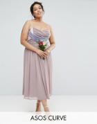 Asos Curve Wedding Ruched Color Block Midi Dress - Multi