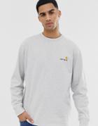 Carhartt Wip American Script Logo Long Sleeve T-shirt In Gray - Gray