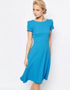 Closet Swing Dress With Textured Seams - Blue