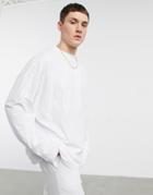 Asos Design Oversized Long Sleeve T-shirt With Seam Detail In White