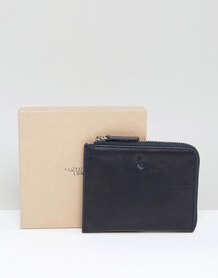 Lloyd Baker Leather Half Zip Wallet - Navy