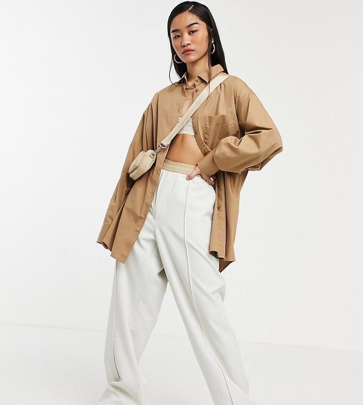 Collusion Oversized Tan Shirt In Organic Cotton-brown