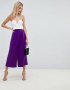 Asos Design Tailored Large Pleat Culottes - Purple