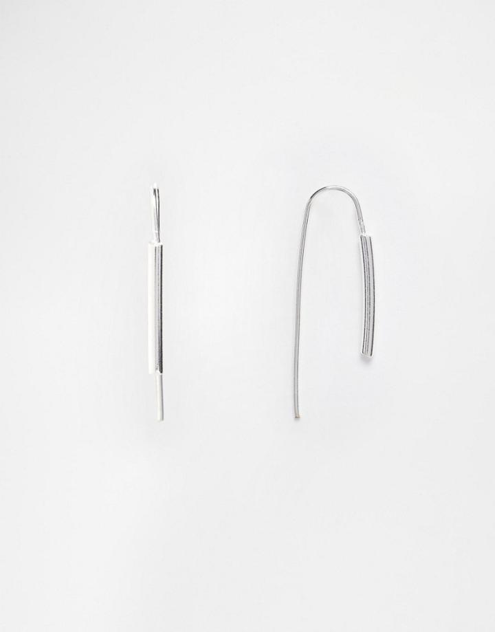 Asos Mini Tube Through Earrings - Silver
