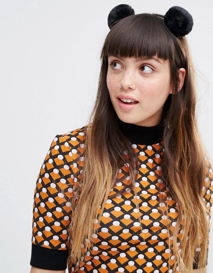 Monki Pom Pom Headband - Black