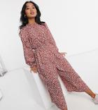 Asos Design Petite High Neck Long Sleeve Jumpsuit In Floral-multi