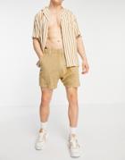 New Look Terrycloth Pull On Shorts In Stone-neutral