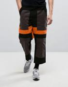 Asos Wide Leg Cropped Pants With Cut And Sew Details In Orange And Black - Black