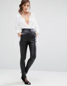 Parallel Lines High Waist Skinny Leather Look Pants With Zip Ankles -