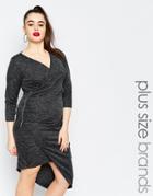 Missguided Plus Wrap Side Body-conscious Dress - Gray