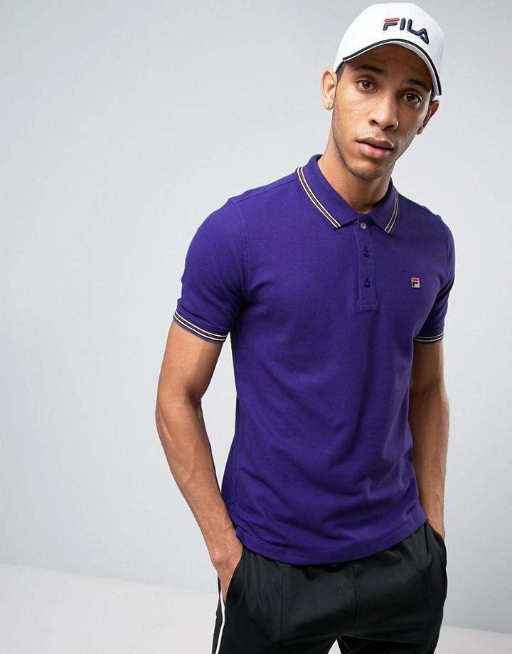 Fila Vintage Polo Shirt With F Box Logo - Purple