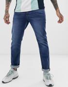 Asos Design Slim Jeans In Dark Wash Blue - Blue