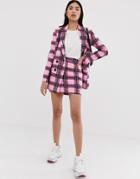 Asos Design Strawberry Check Suit Mini Skirt - Multi