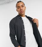 Farah Brewer Slim Fit Logo Oxford Shirt In Dark Gray-grey