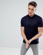 Hugo Slim Fit Mercerised Polo In Navy - Navy