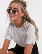 Noisy May Oversized T-shirt With Heart Motif In Gray-grey