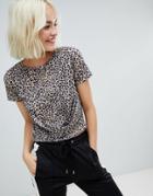 Pull & Bear Print Twist Front T-shirt In Leopard - Multi