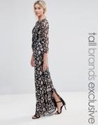 Little Mistress Tall Allover Premium Embroidered Maxi Dress - Multi