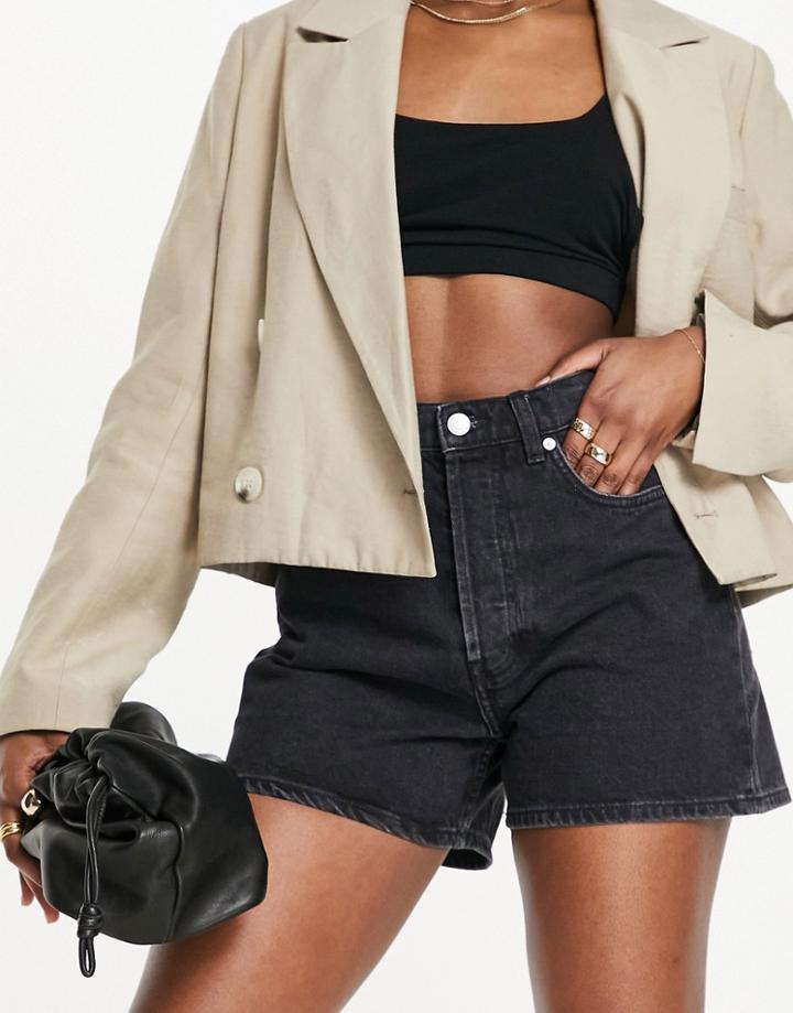 & Other Stories Forever Cotton Denim Shorts In Washed Black - Black