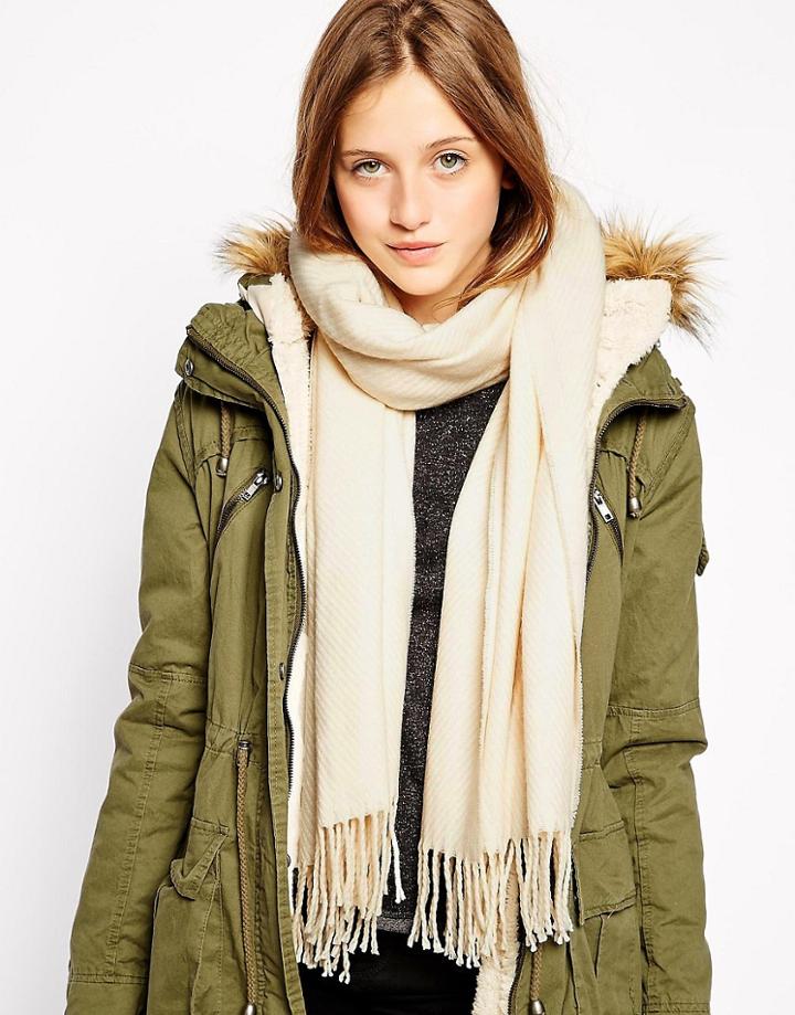 Pieces Kial Long Blanket Scarf - Cream