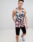 Hype Muscle Tank In Palm Marble - Pink