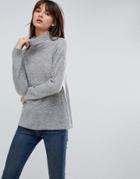 Asos Sweater With High Neck In Mohair Blend - Gray