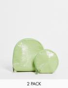 Svnx 2 Pack Round Croc Cosmetic Bags In Green