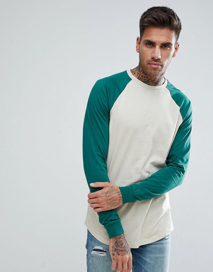 Asos Long Sleeve Raglan T-shirt With Cuffs - Multi