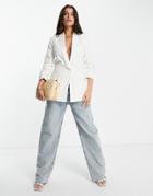 Asos Design Mix & Match Suit Blazer In Ivory-white