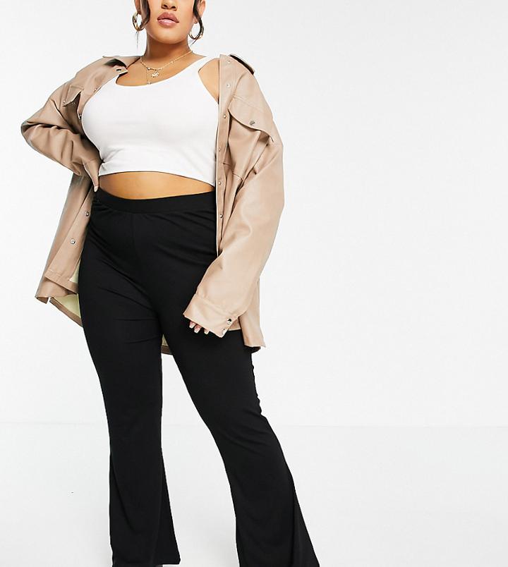 Asos Design Curve Kick Flare Pants In Black