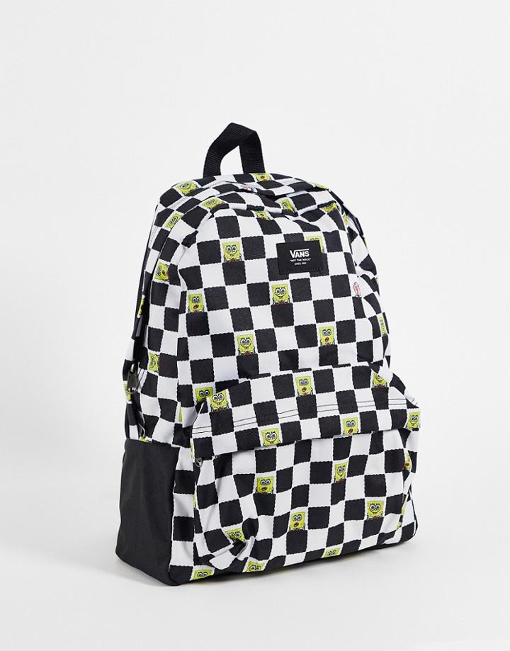 Vans X Spongebob Old Skool Iiii Checkerboard Backpack In White