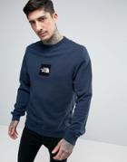 The North Face Fine Crew Sweat Light Square Logo In Navy - Navy
