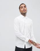 Asos Design Regular Fit Western Shirt With Tassles In White - White