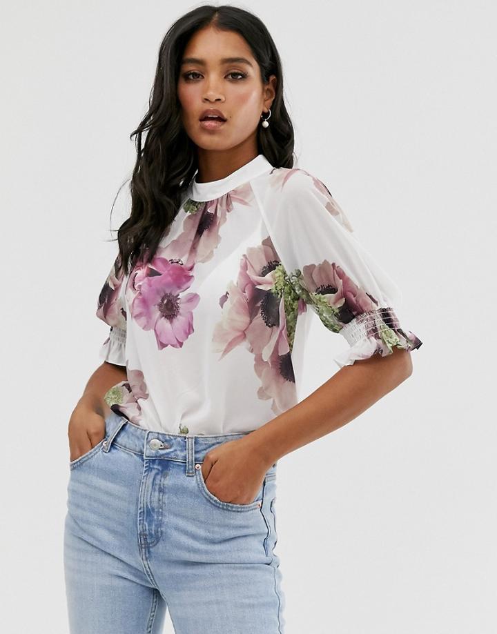 Ted Baker Cayliee Puff Sleeve Floral Top - Multi