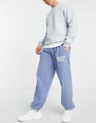 Mennace Sweatpants In Dusty Blue With Slogan Print - Part Of A Set