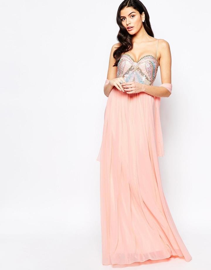 Forever Unique Lilian Embesllished Bandeau Maxi Dress - Pink