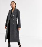 Glamorous Tall Double Breasted Wool Coat With Tie Waist